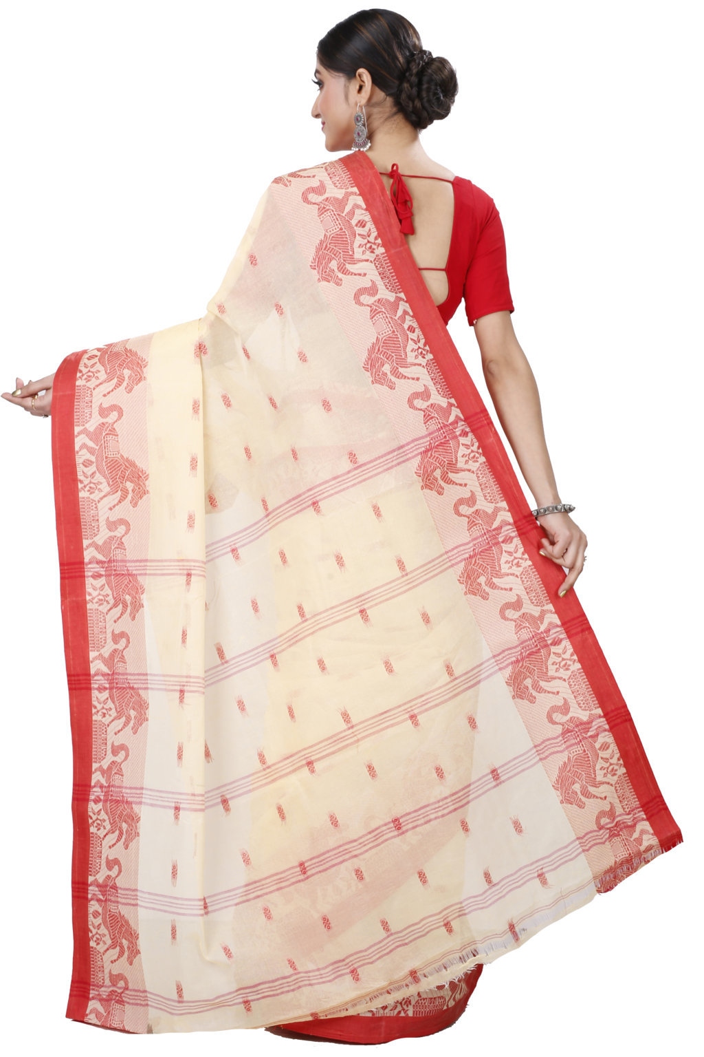 Cream Pure Cotton Indrani Tant Saree (1015)